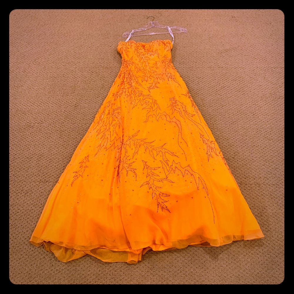 Orange Floor length Gown